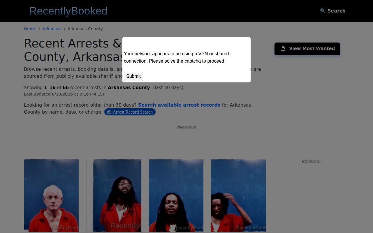 Unofficial Arkansas County booking publisher landscape example